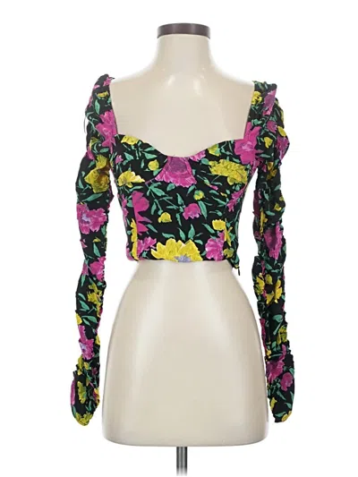Zara Long Sleeve Top Black Sweetheart Neckline Tops