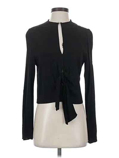 Pre-owned Zara Long Sleeve Top Black Tie Neck Tops