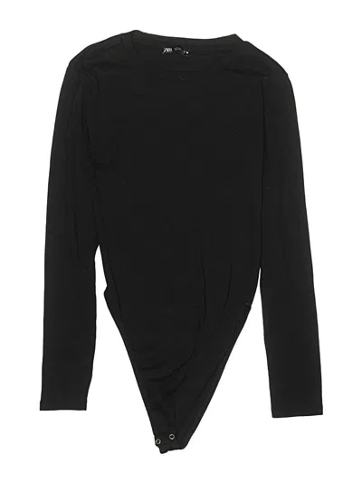 Pre-owned Zara Long Sleeve Top Black Turtleneck Tops