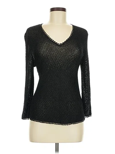 Pre-owned Zara Long Sleeve Top Black V Neck Tops