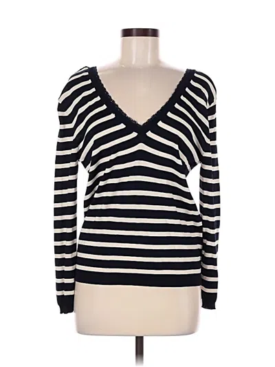 Pre-owned Zara Long Sleeve Top Black V-neck Tops
