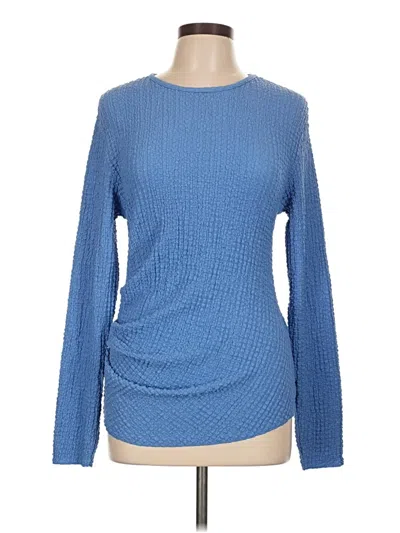 Pre-owned Zara Long Sleeve Top Blue Boatneck Tops
