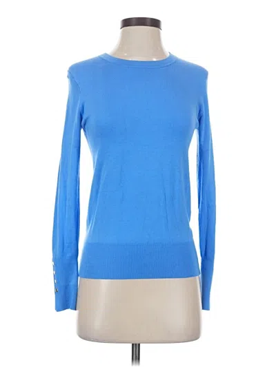 Pre-owned Zara Long Sleeve Top Blue Crew Neck Tops