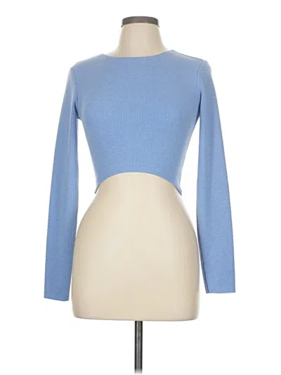 Pre-owned Zara Long Sleeve Top Blue Keyhole Neckline Tops