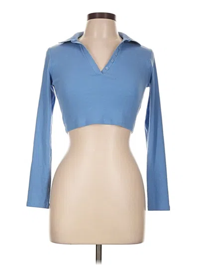 Pre-owned Zara Long Sleeve Top Blue Open Neckline Tops