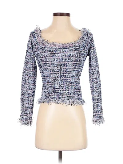 Pre-owned Zara Long Sleeve Top Blue Square Neckline Tops