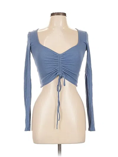 Pre-owned Zara Long Sleeve Top Blue Sweetheart Neckline Tops