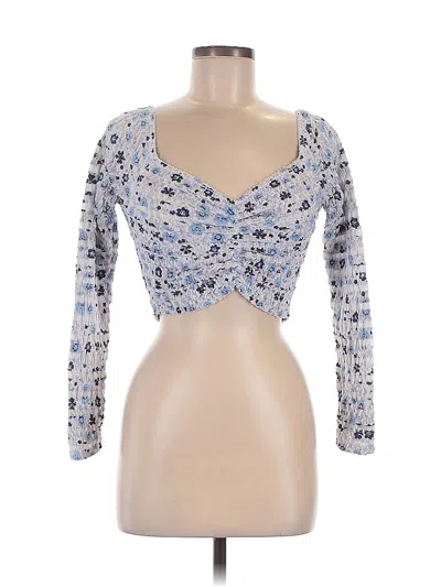 Zara Long Sleeve Top Blue Sweetheart Neckline Tops