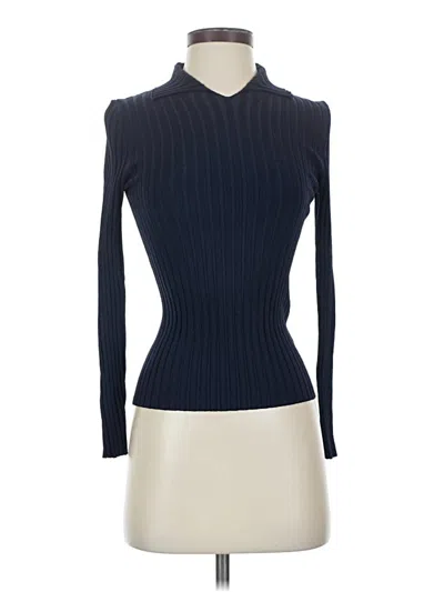 Pre-owned Zara Long Sleeve Top Blue Turtleneck Tops