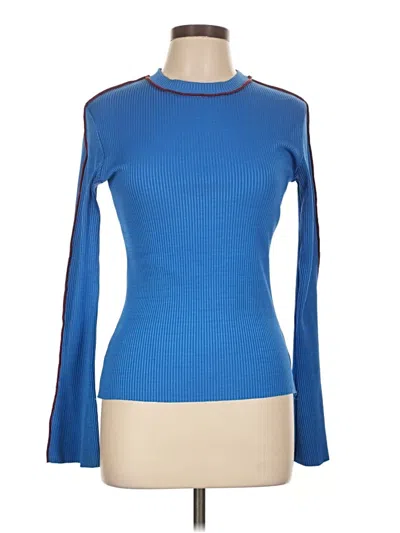 Pre-owned Zara Long Sleeve Top Blue Turtleneck Tops