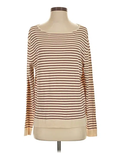 Zara Long Sleeve Top Brown Boatneck Tops In Multi