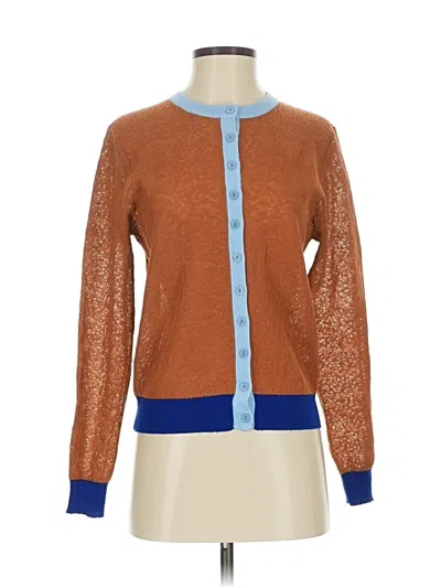Pre-owned Zara Long Sleeve Top Brown Crew Neck Tops