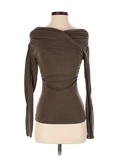 Pre-owned Zara Long Sleeve Top Brown One Shoulder Neckline Tops