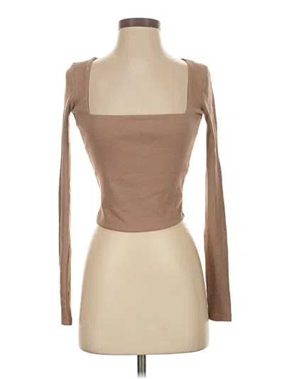 Pre-owned Zara Long Sleeve Top Brown Square Neckline Tops