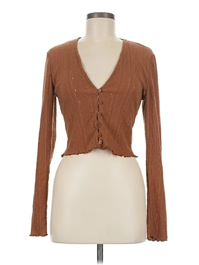Pre-owned Zara Long Sleeve Top Brown Sweetheart Neckline Tops