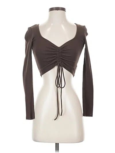 Pre-owned Zara Long Sleeve Top Brown Sweetheart Neckline Tops