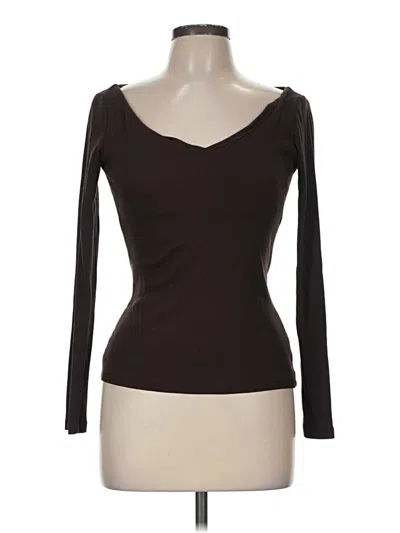 Pre-owned Zara Long Sleeve Top Brown Sweetheart Neckline Tops