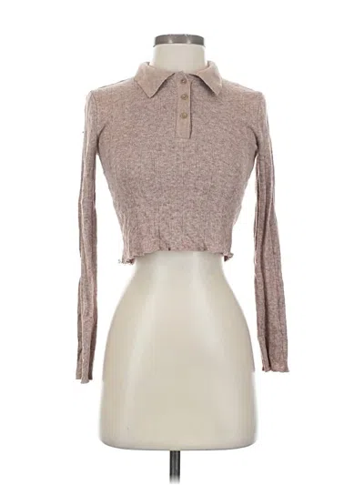 Pre-owned Zara Long Sleeve Top Brown Turtleneck Tops