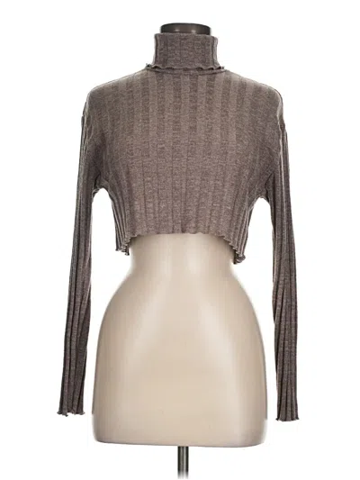Pre-owned Zara Long Sleeve Top Brown Turtleneck Tops
