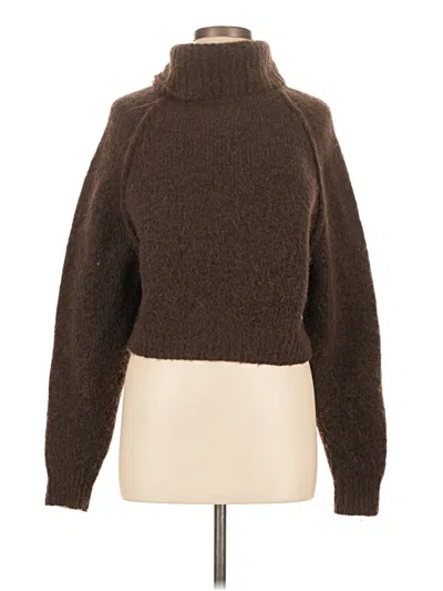 Pre-owned Zara Long Sleeve Top Brown Turtleneck Tops