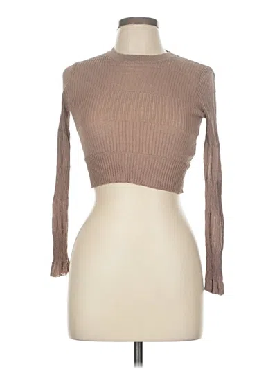 Pre-owned Zara Long Sleeve Top Brown Turtleneck Tops