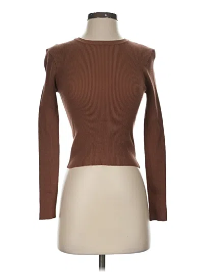 Pre-owned Zara Long Sleeve Top Brown Turtleneck Tops