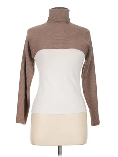 Zara Long Sleeve Top Brown Turtleneck Tops