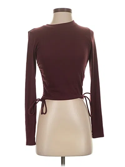 Pre-owned Zara Long Sleeve Top Burgundy Turtleneck Tops