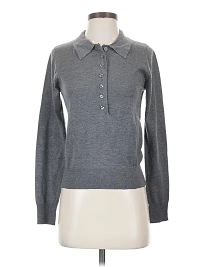 Pre-owned Zara Long Sleeve Top Gray Collared Neckline Tops