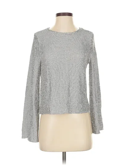 Pre-owned Zara Long Sleeve Top Gray Crew Neck Tops