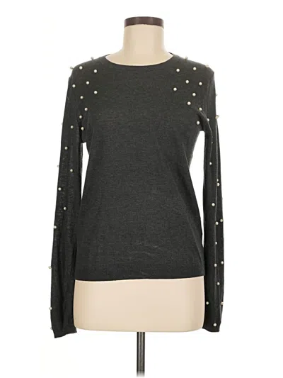 Pre-owned Zara Long Sleeve Top Gray Crew Neck Tops