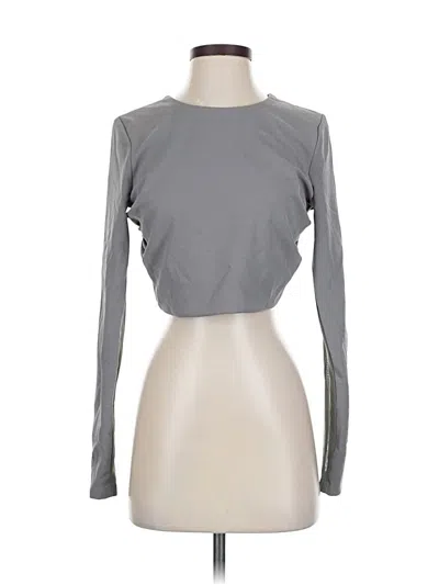 Pre-owned Zara Long Sleeve Top Gray Keyhole Neckline Tops
