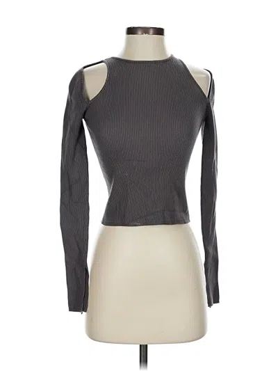 Pre-owned Zara Long Sleeve Top Gray Keyhole Neckline Tops