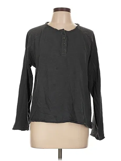 Pre-owned Zara Long Sleeve Top Gray Keyhole Neckline Tops