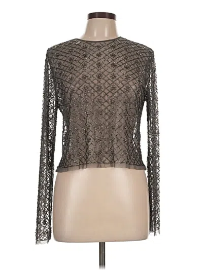 Pre-owned Zara Long Sleeve Top Gray Mock Neckline Tops