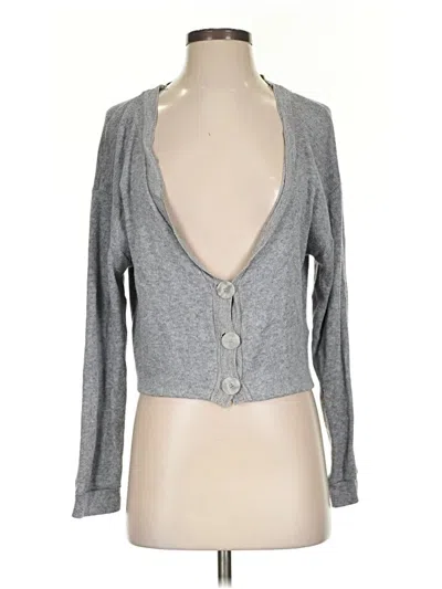 Pre-owned Zara Long Sleeve Top Gray Plunge Neckline Tops