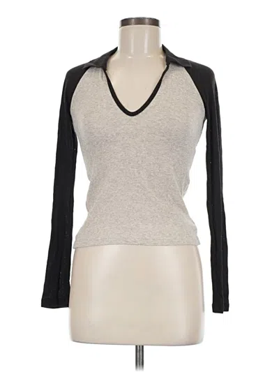 Pre-owned Zara Long Sleeve Top Gray V-neck Tops