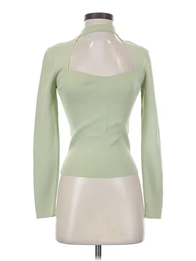 Pre-owned Zara Long Sleeve Top Green Halter Neckline Tops
