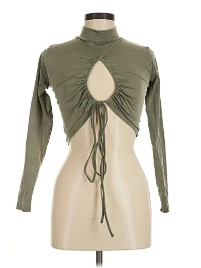 Pre-owned Zara Long Sleeve Top Green Keyhole Neckline Tops