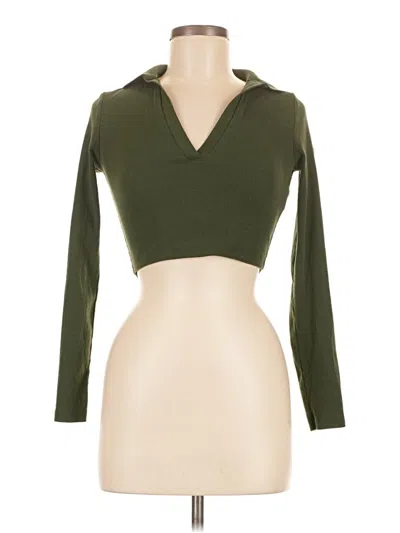 Pre-owned Zara Long Sleeve Top Green Open Neckline Tops