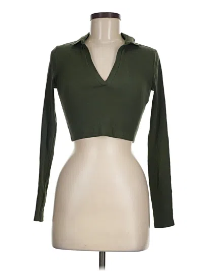 Pre-owned Zara Long Sleeve Top Green Open Neckline Tops