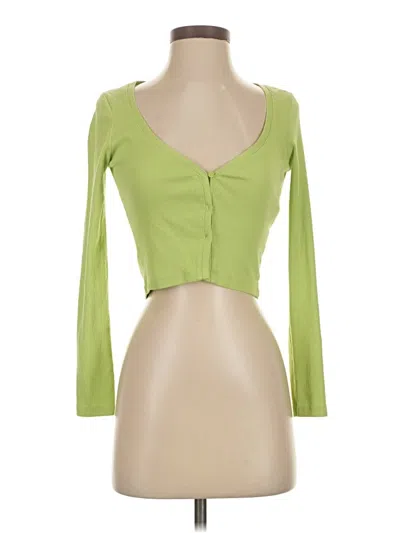 Pre-owned Zara Long Sleeve Top Green Sweetheart Neckline Tops