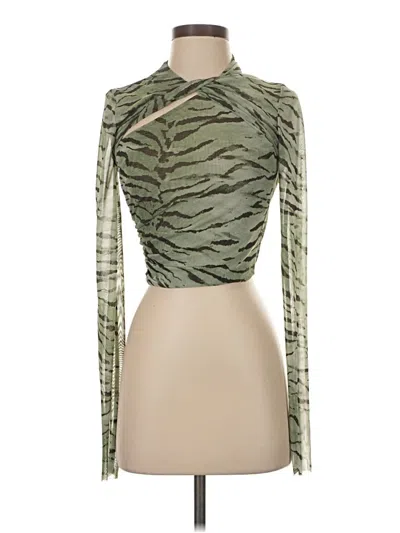 Zara Long Sleeve Top Green Turtleneck Tops