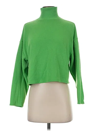 Pre-owned Zara Long Sleeve Top Green Turtleneck Tops