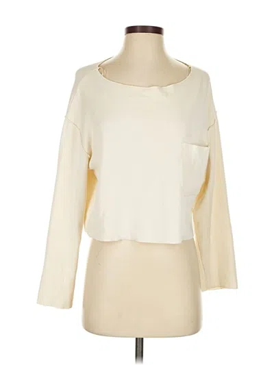 Pre-owned Zara Long Sleeve Top Ivory Boatneck Tops In White