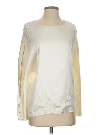 Pre-owned Zara Long Sleeve Top Ivory Boatneck Tops In White
