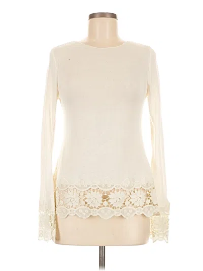 Zara Long Sleeve Top Ivory Boatneck Tops In White