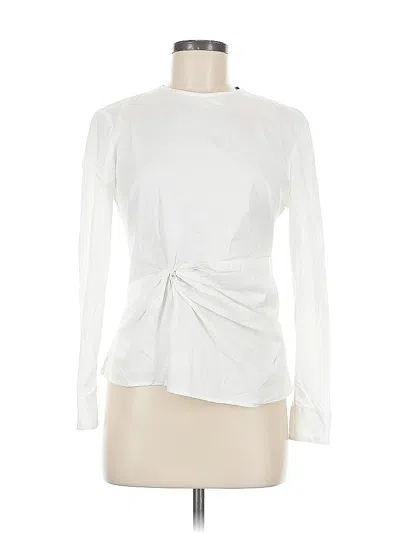 Pre-owned Zara Long Sleeve Top Ivory Mock Neckline Tops In White