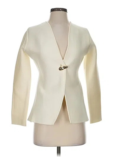 Pre-owned Zara Long Sleeve Top Ivory Plunge Neckline Tops