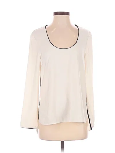 Pre-owned Zara Long Sleeve Top Ivory Scoop Neck Tops In White